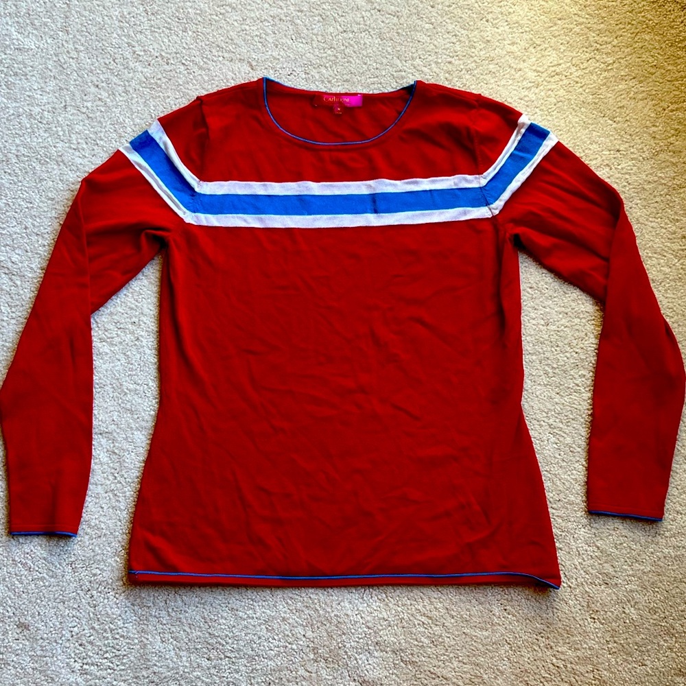 Catherine Malandrino Red white and blue stripe silky sweater M
